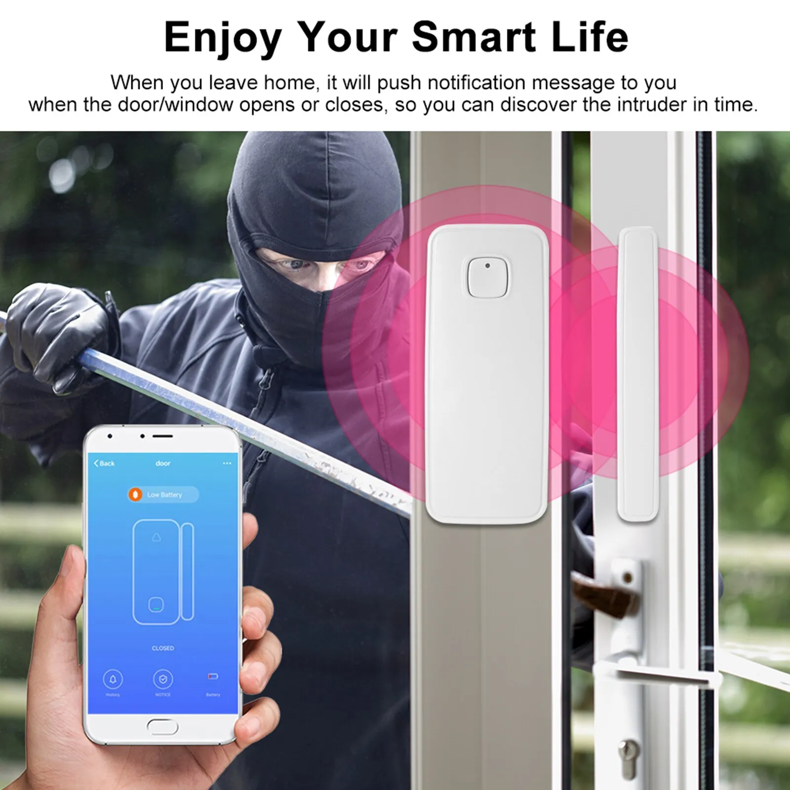 WIFI Porta Sensore Tuya APP Controllo Porta Finestra Apertura Sensore di Allarme di Sicurezza Interruttore Magnetico Rilevatore Wireless Compatibile