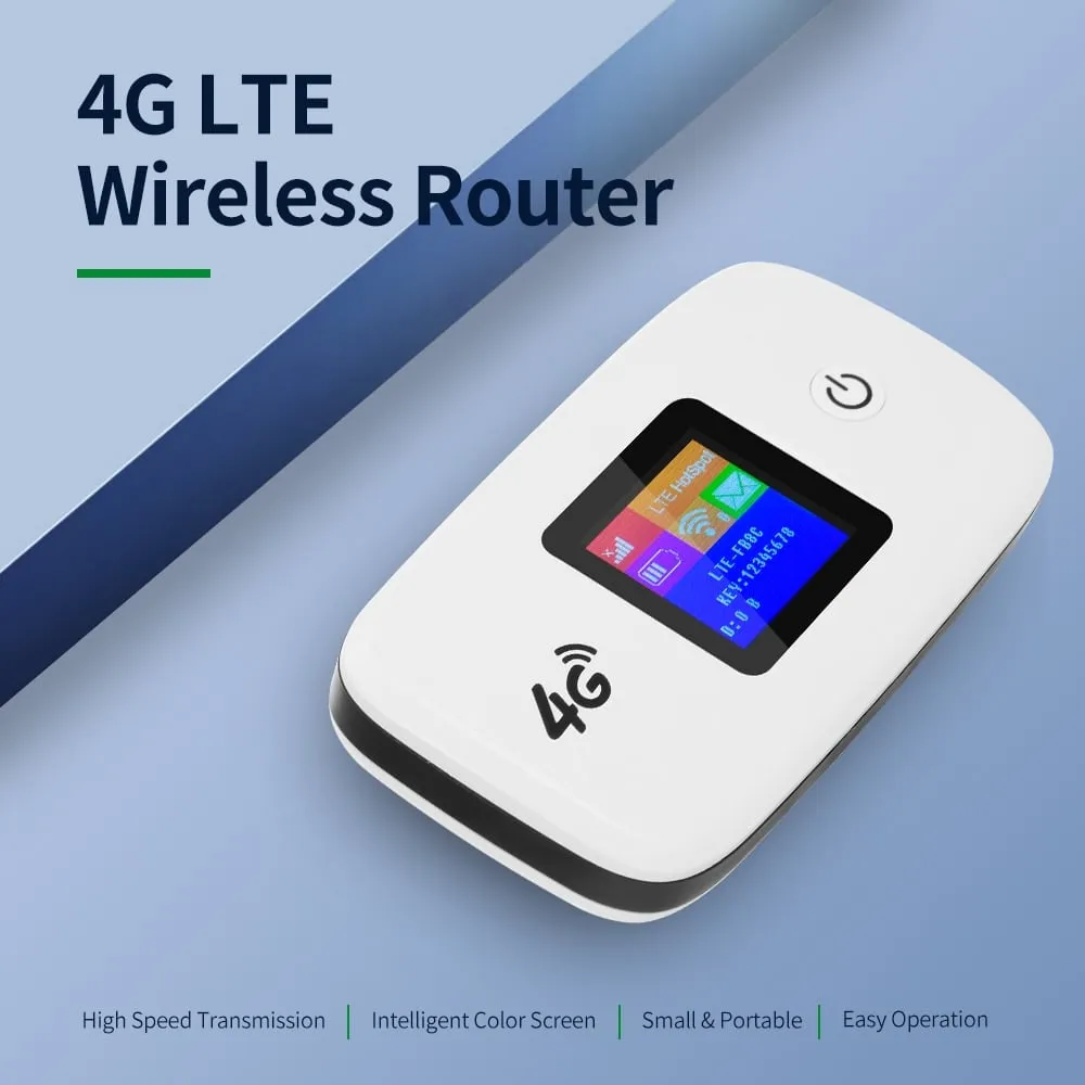Router wireless 4G LTE Router WiFi portatile con slot per scheda SD SIM Supporto schermo a colori TFT da 1,44 pollici Cat 4 DL150Mbps / UL50Mbps