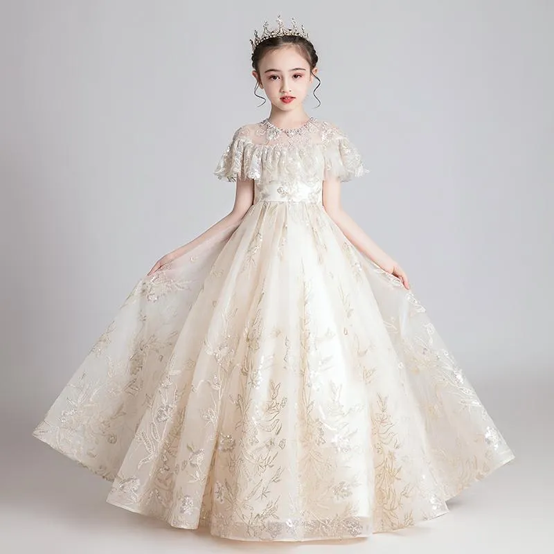 2020 nuove ragazze vestito gonna fiore ragazza principessa vestito soffice filato abito da sposa per bambini host abito da sera costume