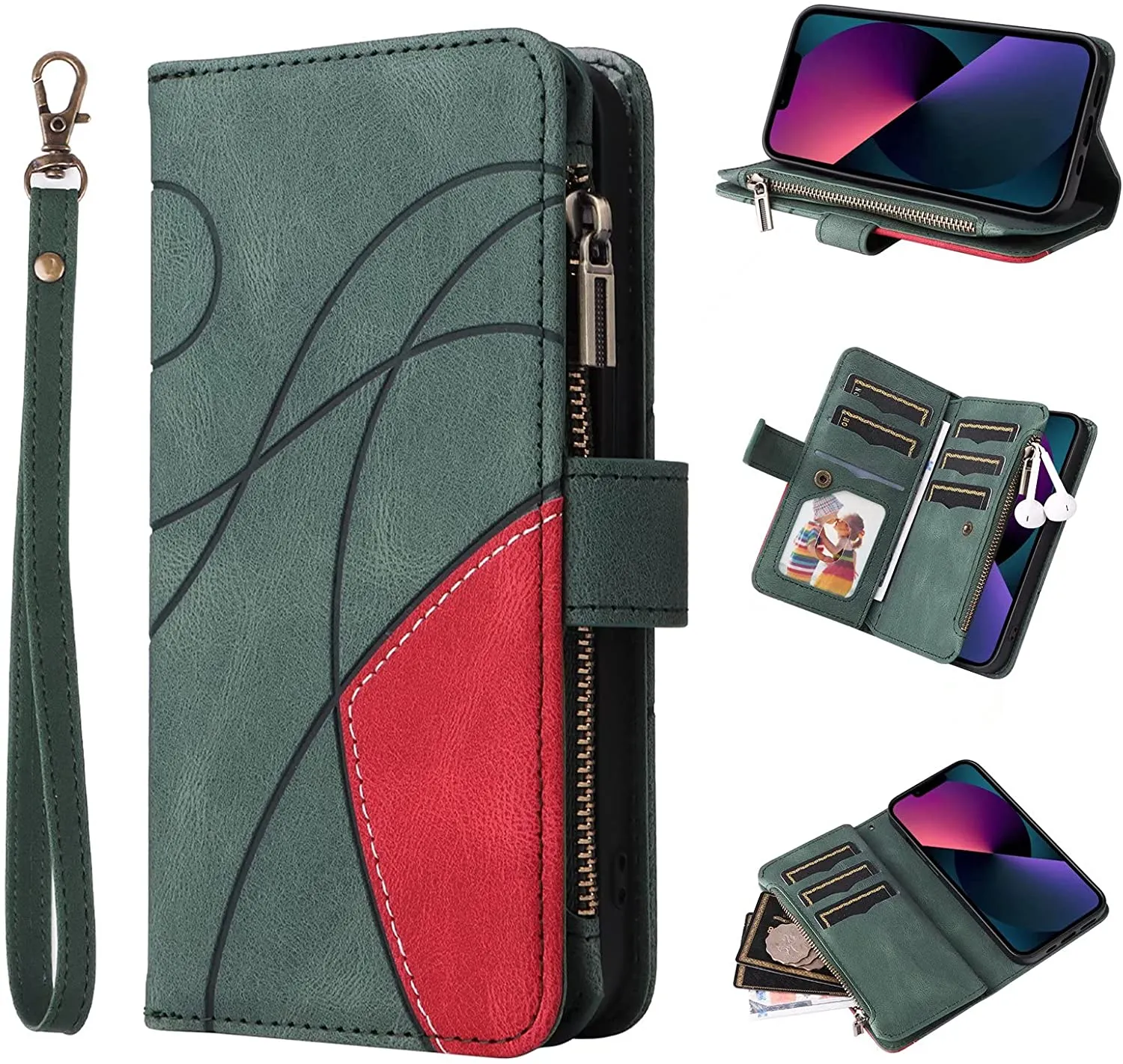 Cover a portafoglio per Galaxy A73 A72 A52 5G, copertina con patta in pelle PU Premium Folio con 9 slot per schede [Chiusura magnetica] [Tasca con ce