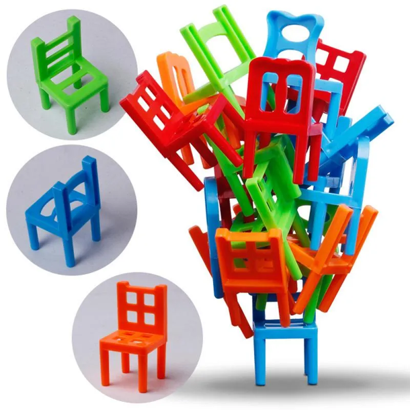 18 pezzi Mini sedia Balance Block Giocattoli impilabili per bambini Sedia impilabile per bambini Puzzle per famiglie Giochi da tavolo Giocattoli per