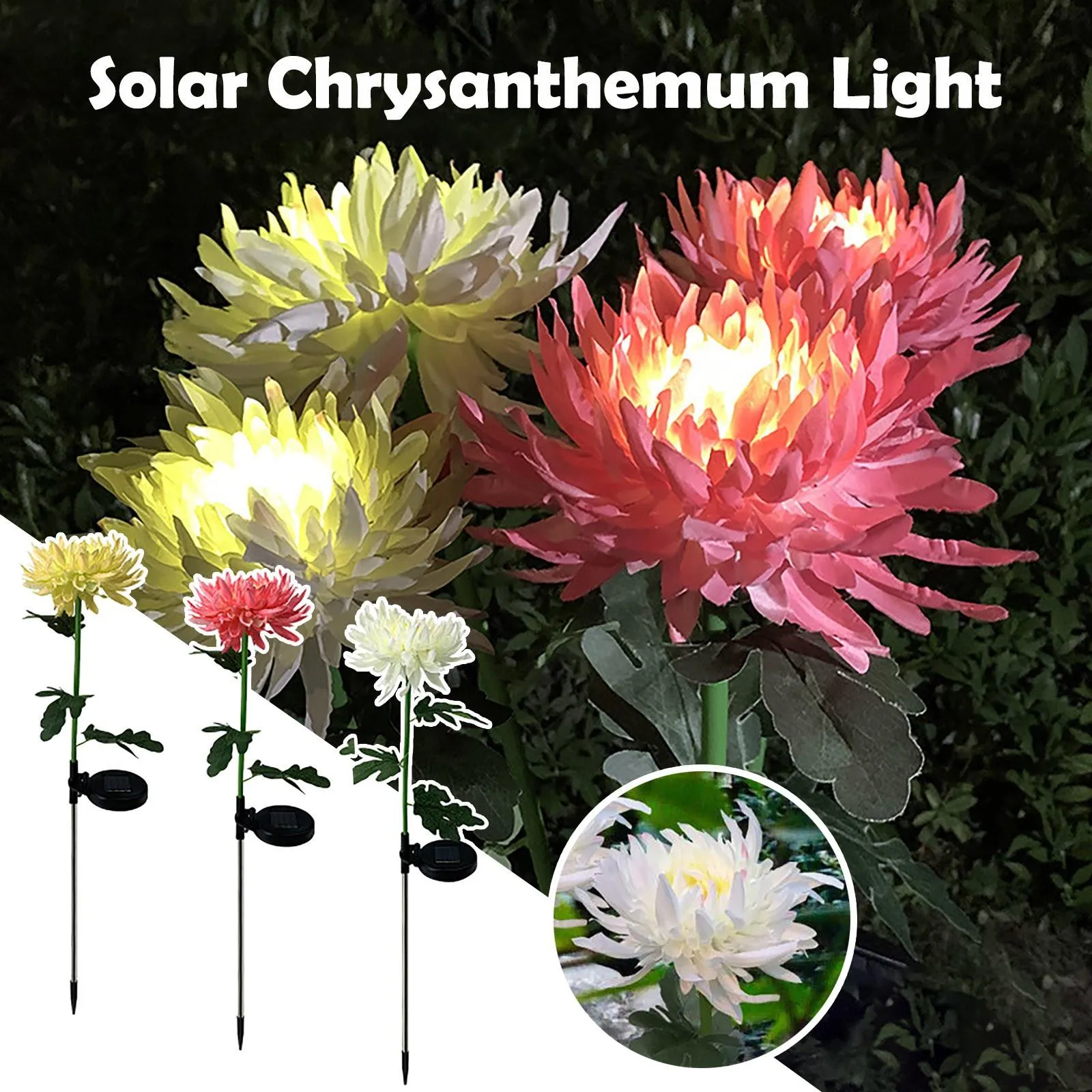 Lampada da giardino per esterni a LED con luce artificiale a crisantemo a energia solare impermbile