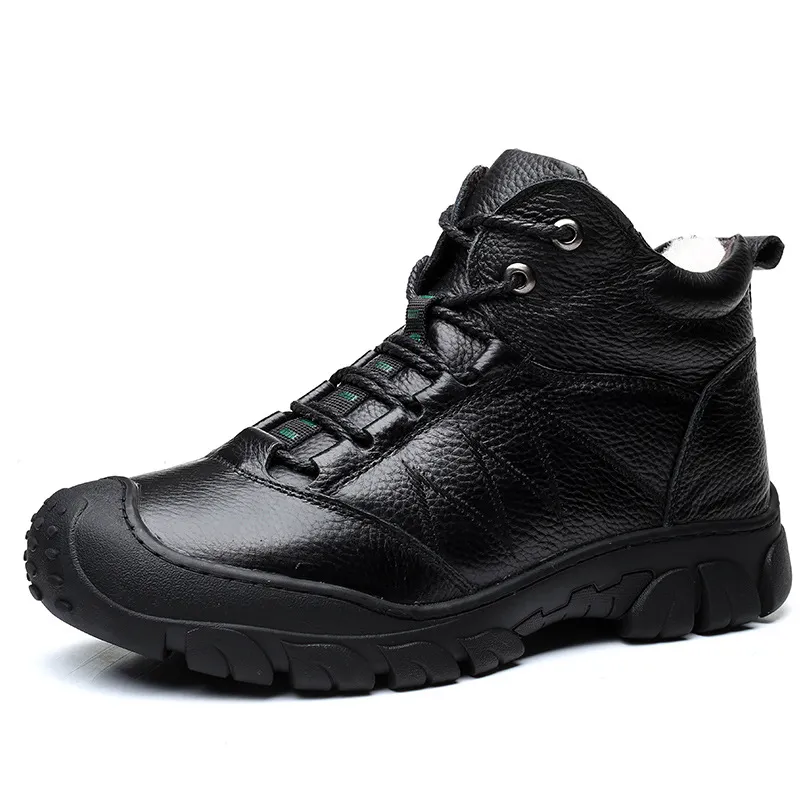 ①⑥⑧⑧Scarpe in cotone da uomo casual invernali e stivali in pelle da trekking all-in-one all-in-one in pelle più stivali da neve alti in pelle caldi d