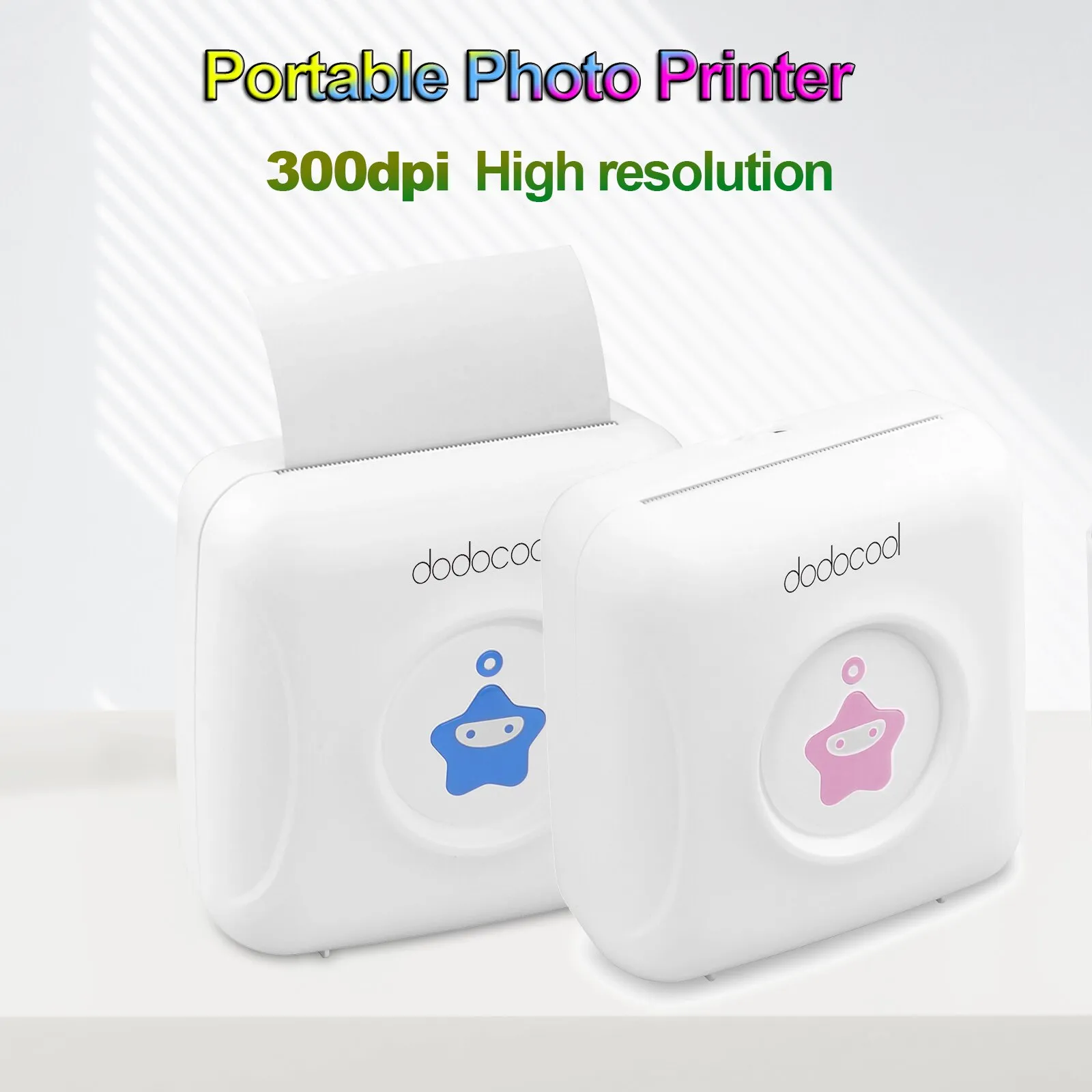 Mini stampante fotografica portatile Stampante termica per etichette desktop 300 dpi Stampante per ricevute ricaricabile USB per etichette per appunt