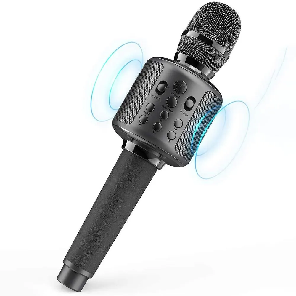 Microfono per karaoke Canto senza fili con altoparlante Bluetooth per telefono cellulare/PC, altoparlante microfono portatile portatile