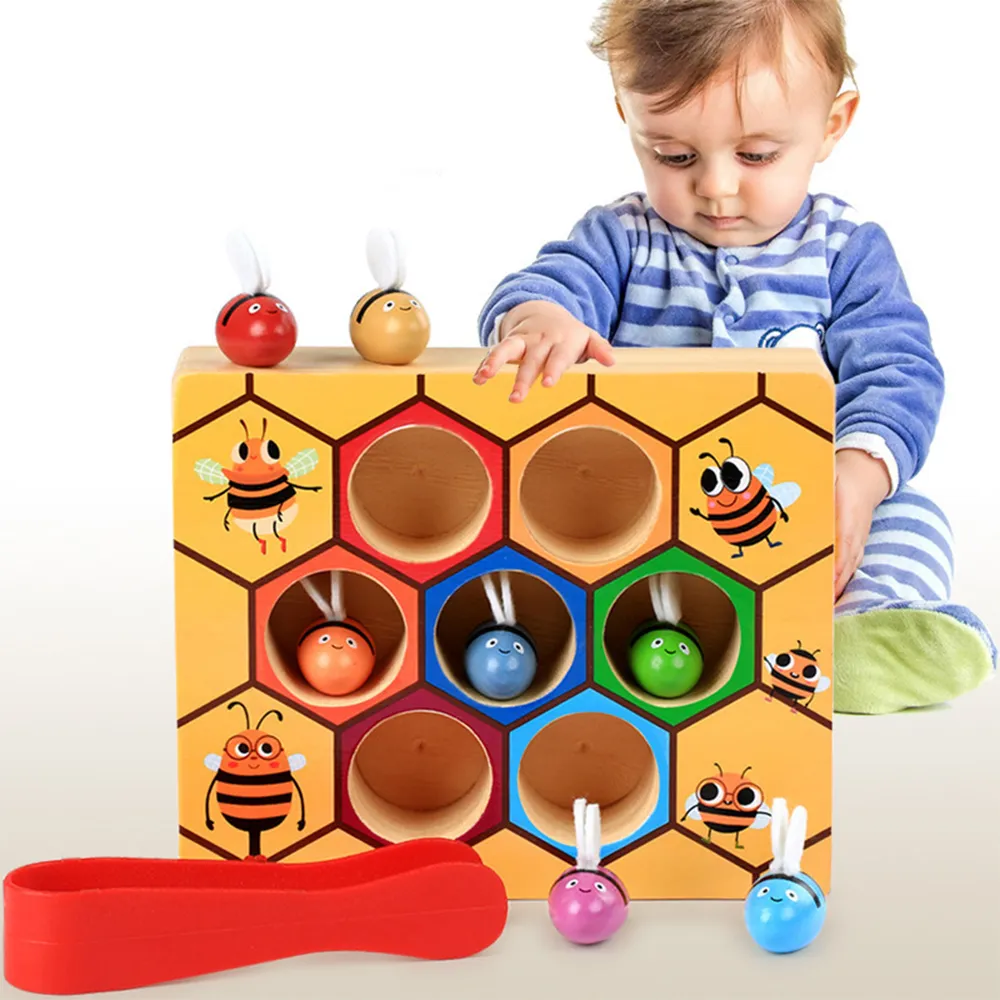 Clip di legno per bambini ape Montessori educazione clip clip musica alveare gioco educazione precoce puzzle colore cognitivo illuminismo giocattolo