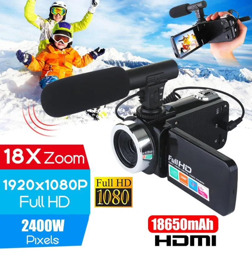 18x Fotocamera digitale professionale HD rrorless 1080P 3,0 pollici LCD Screen Card Fotocamera istn per riprese video