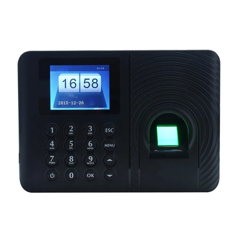 Registratore di presenze con password biometrica per impronte digitali Registratore per il check-in dei dipendenti Schermo LCD TFT da 2,4 DC 5V Orolo