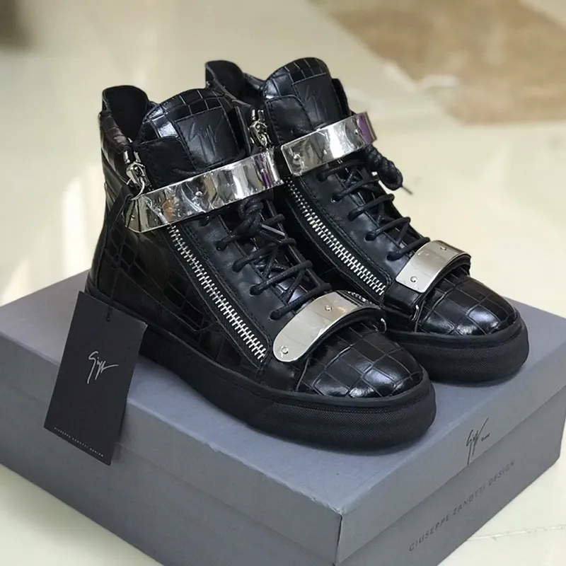 Giuseppe Zanotti 2020 coppia di alta qualità scarpe casual alte di tendenza in metallo scarpe da ginnastica sportive moda di strada importate scarpe
