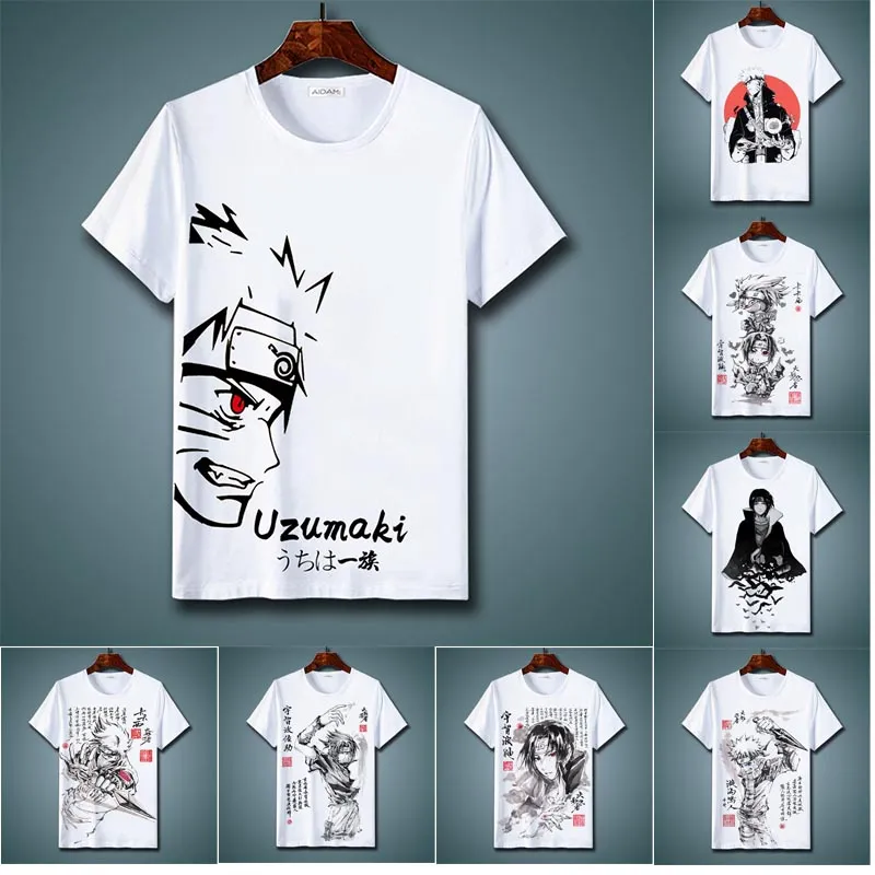 T-shirt a maniche corte congiunto Naruto Uchiha Itachi Naruto girocollo stampa sciolta maschile marea vestiti studenteschi di marca estate
