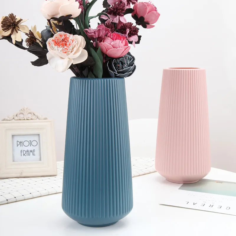 Vaso di plastica Vaso di colore nordico Ornamenti creativi di camelia Vaso di fiori secchi e bagnati imitazione smalto