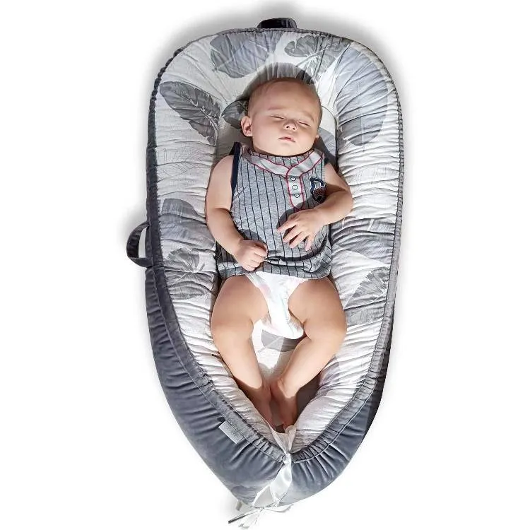 Letto a nido d'ape smontabile o nido a misura di bambino, menta e gufi, culla portatile, co Sleeper Babynest per neonati e bambini piccoli