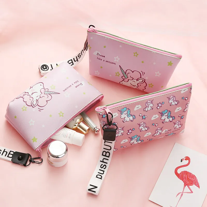 Flamingo Prints Set di borse per cosmetici da donna Set di borse per trucco trasparenti impermeabili in PVC Borsa da viaggio in tre pezzi rosa