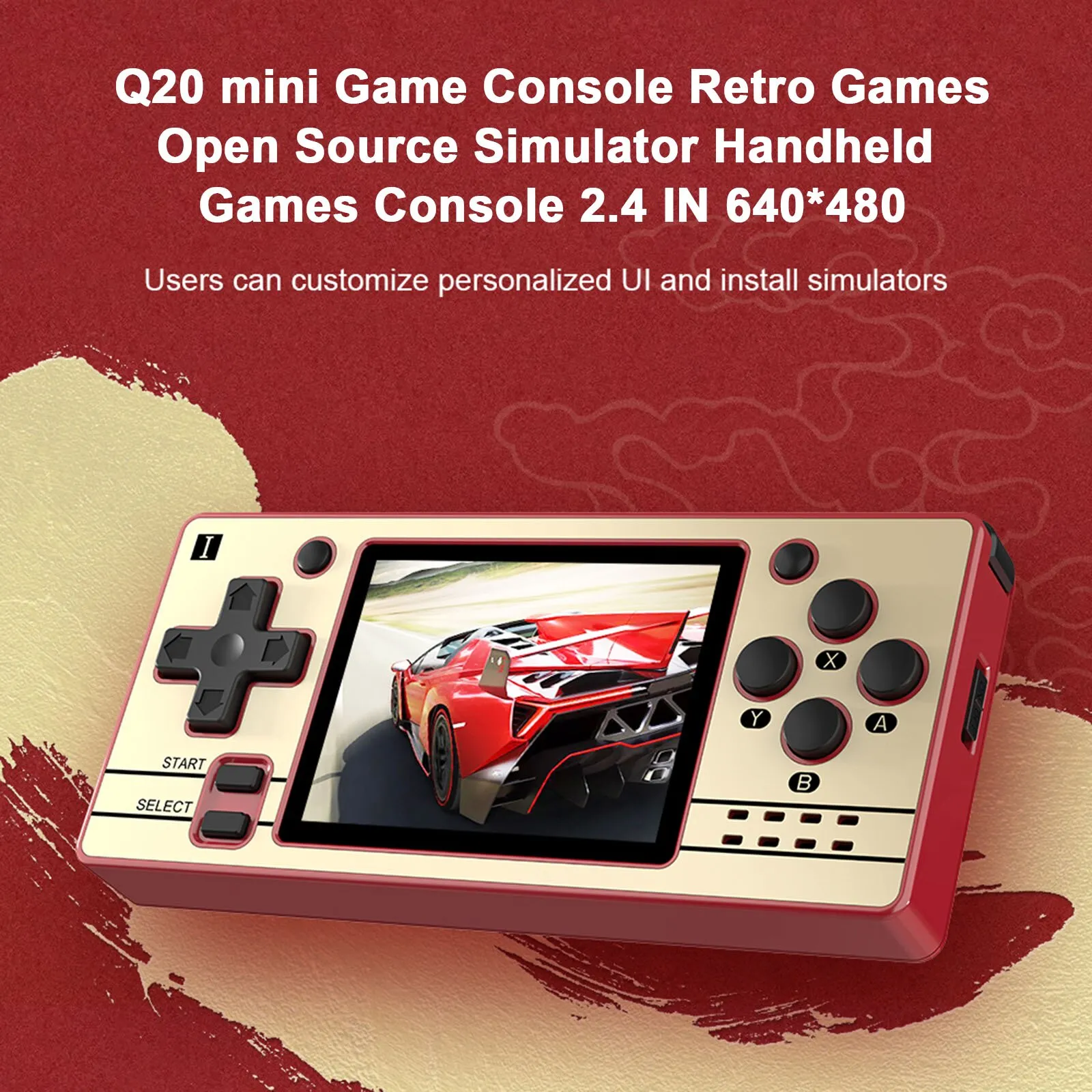 Q20 mini console di gioco Giochi retrò Giochi di simulazione open source 2.4 IN 640 * 480 emulatore portatile con slot per schede da 3,5 mm / TF