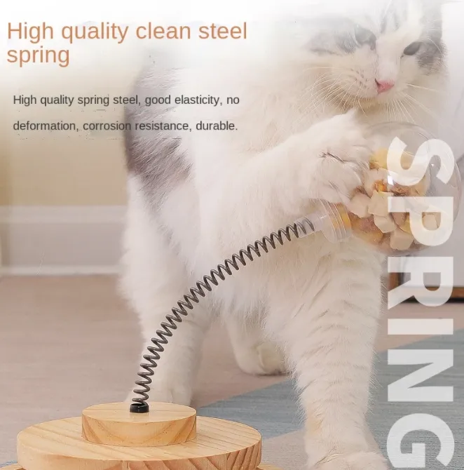 Giradischi in legno massello giocattolo per gatti cibo per animali domestici nuovo puzzle bicchiere che perde cibo palla