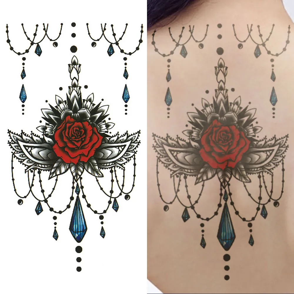 Moda sexy ciondolo fiore modello tatuaggio adesivi petto, addome schiena corpo adesivi tatuaggio temporaneo
