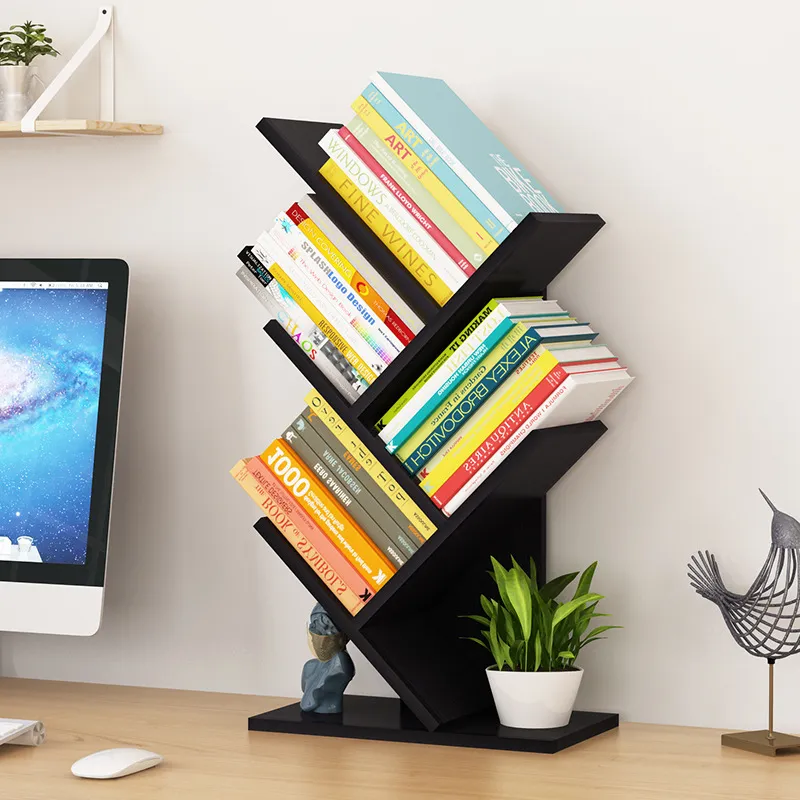 Semplice libreria da tavolo a forma di albero per organizzare i ripiani della scrivania dei bambini per gli studenti dell'ufficio