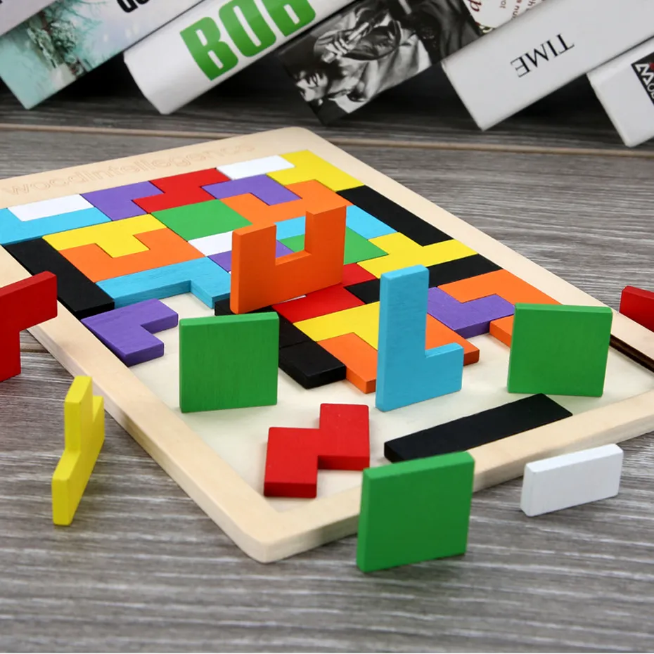 4-6 anni di legno Unisex Puzzle 3D geometria Sviluppo intellettuale pensiero logico Arte di interesse geometria Giocattoli di legno DIY box-imballato