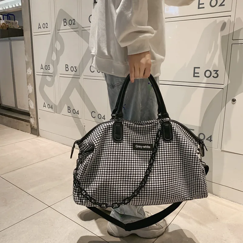 2021 versione coreana della nuova borsa da viaggio leggera a breve distanza lavorata a maglia pied de poule borsone da viaggio di grande capacità