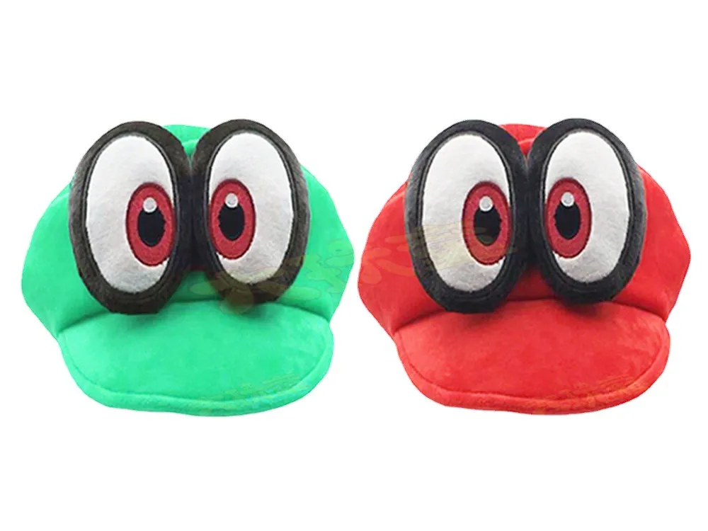Cappello rosso e verde Mario con etichetta Cappello in peluche Chachi Cappello da festa caldo Yachi Odyssey New Style Factory Direct