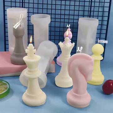 Nuovo grande stampo in silicone per scacchi fai da te pezzo degli scacchi in sei pezzi stampo creativo aroma candela stampo in gesso