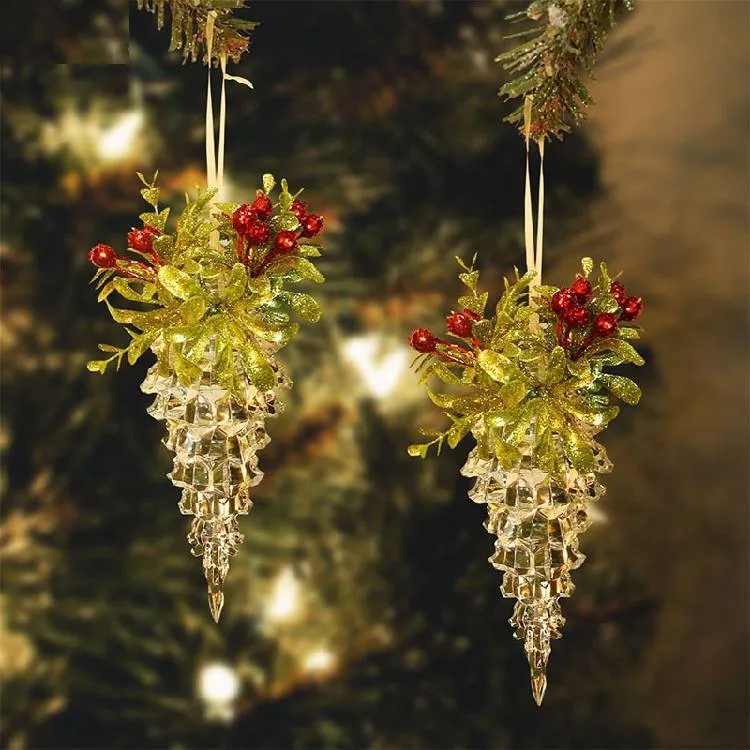 Ciondolo decorativo per albero di Natale in acrilico bianco con ciondolo festivo
