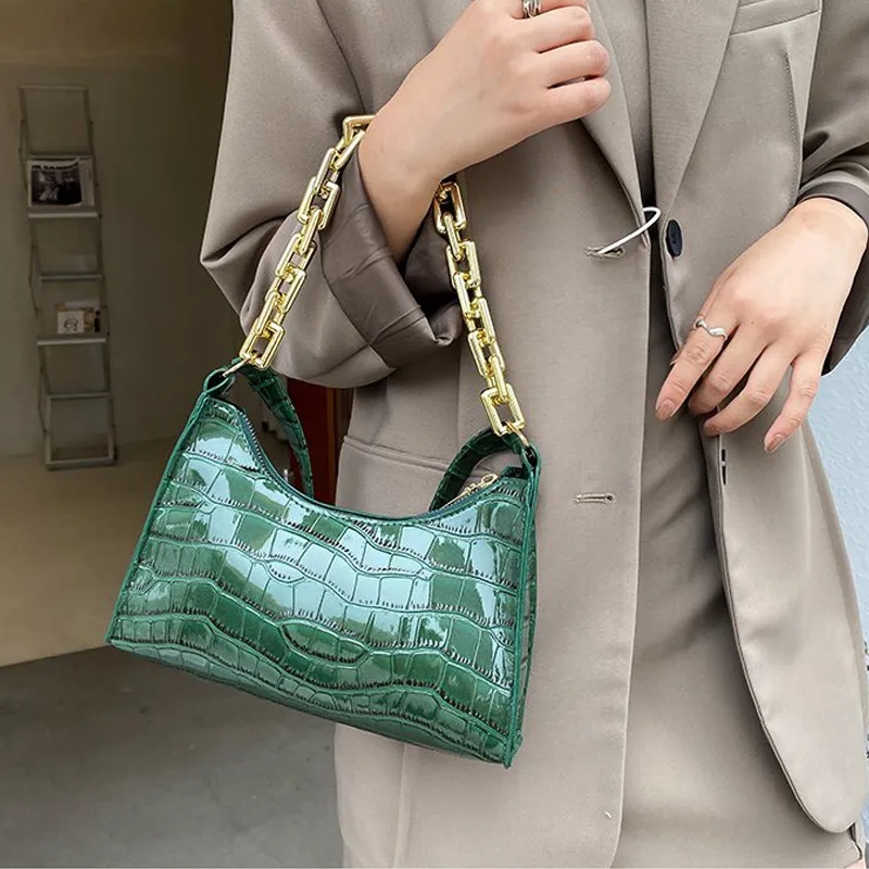 Borsa ascellare borse nuova moda donna borsa a tracolla stile coreano stile straniero borsa baguette portatile catena spessa