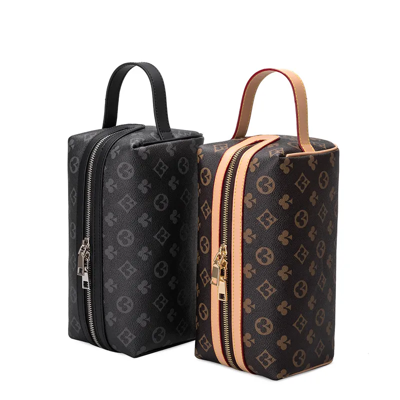 Borsa cosmetica borsa portaoggetti portatile di grande capacità per stampa semplice borsa da uomo e da donna borsa a cilindro portatile con frizione
