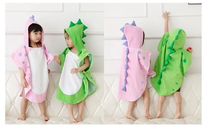 Cappuccio con zampa Poncho di dinosauro/Asciugamano da bagno per bambini con cappuccio/Asciugamano da spiaggia per bambini/Poncho per bambini