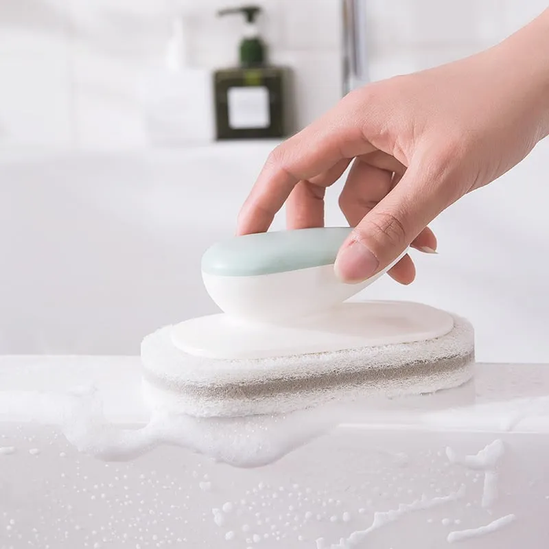 2 pezzi accessori da cucina maniglia spugna pulire spazzola per pulizia gadget da cucina spazzola da bagno manico in plastica spugna bagno fondo puli