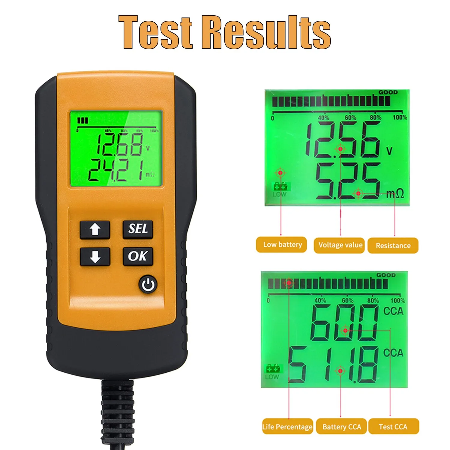 Tester batteria Tester di carico batteria per auto 12V 100-9999CCA Analizzatore di batteria digitale per auto e