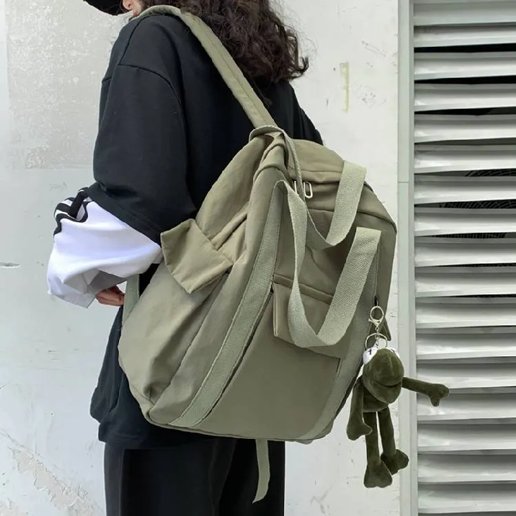 Zaino da scuola semplice in nylon impermeabile da donna di colore solido HOCODO per borsa da viaggio a tracolla per adolescenti