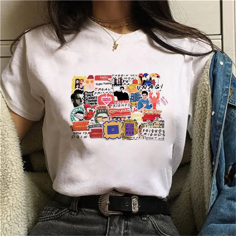 Maglietta anni '90 Old Friends Tv Show Maglietta Donna Top Femme Abbigliamento Maglietta femminile Harajuku Summer Streetwear