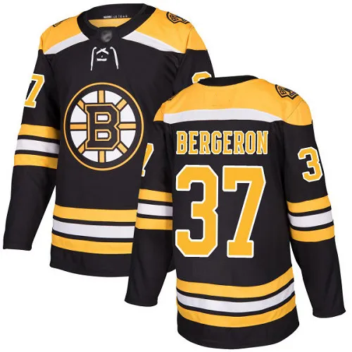 Boston Bruins Patrice Bergeron #37 Nero Authentic Home Jersey Uomo