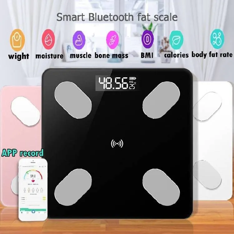 Bilancia per il grasso corporeo Bilancia intelligente BMI LED Bagno digitale Bilancia senza fili Bilancia compatibile con Bluetooth Bilancia Android