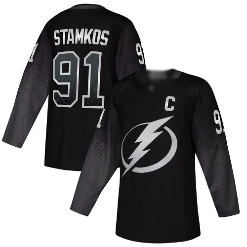 Maglietta Tampa Bay Lightning Steven Stamkos #91 Nero Authentic Alternativa da uomo