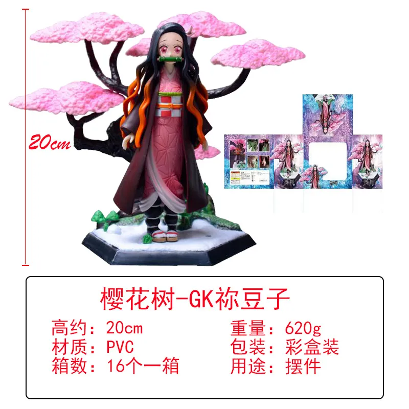 Figura Demon Slayer GK Cherry Blossom Tree Scene Nezuko Tanjiro Mia Moglie Zenitsu Farfalla Ninja Kyojuro Figura Altezza Circa 20 cm