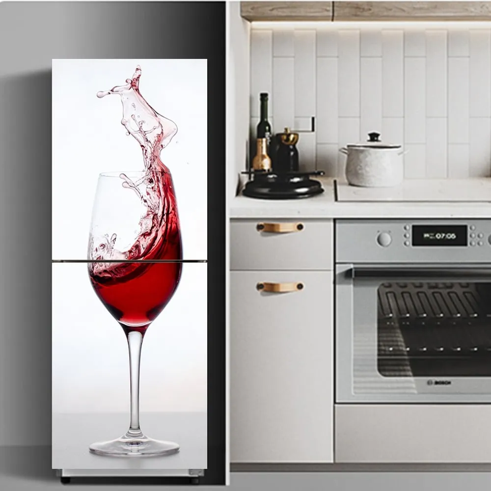 Adesivo per frigorifero Coperchio per porta Armadio per vino rosso Pellicola autoadesiva 3D per porta Adesivi per copertura per frigorifero in vinile