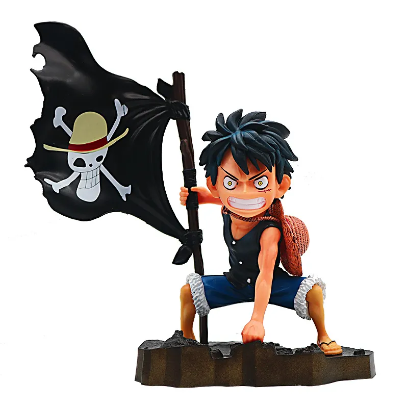 One Piece Anime Model Raising the Flag Rufy Bandiera dei pirati Banner Rufy Ornamenti a mano in scatola Oltre 14 anni PVC Unisex