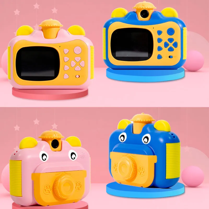 Fotocamera digitale a stampa istantanea per bambini Mini Polaroid Lente rotante HD Small SLR Regalo di compleanno per bambini