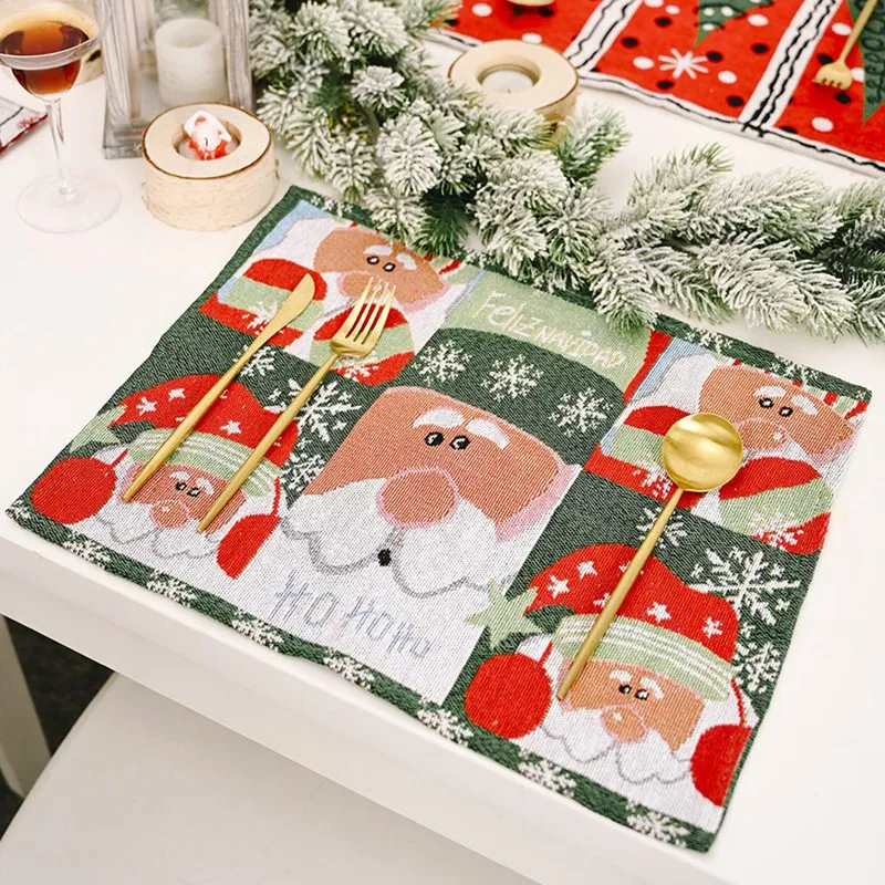 Tappetino natalizio lavorato a maglia per la decorazione, albero di Natale/ghirlanda/Babbo Natale, tappetino da tavola, ciotola, tazza, cuscino da cu