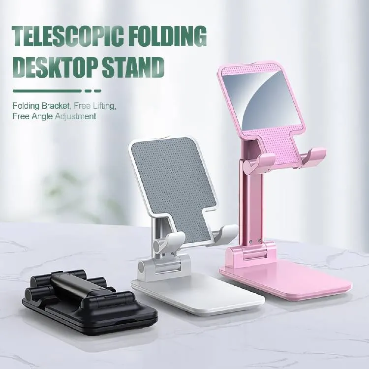 Supporto da tavolo pieghevole in metallo per telefono Supporto regolabile in lega portatile Design ergonomico Supporto antiscivolo per telefono cellu