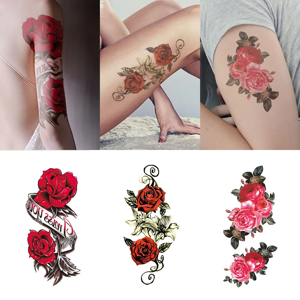 3 pezzi di adesivi per tatgi combinati con braccio di fiori piccoli bellissi adesivi per tatgi temporanei impermbili con motivo florle sexy