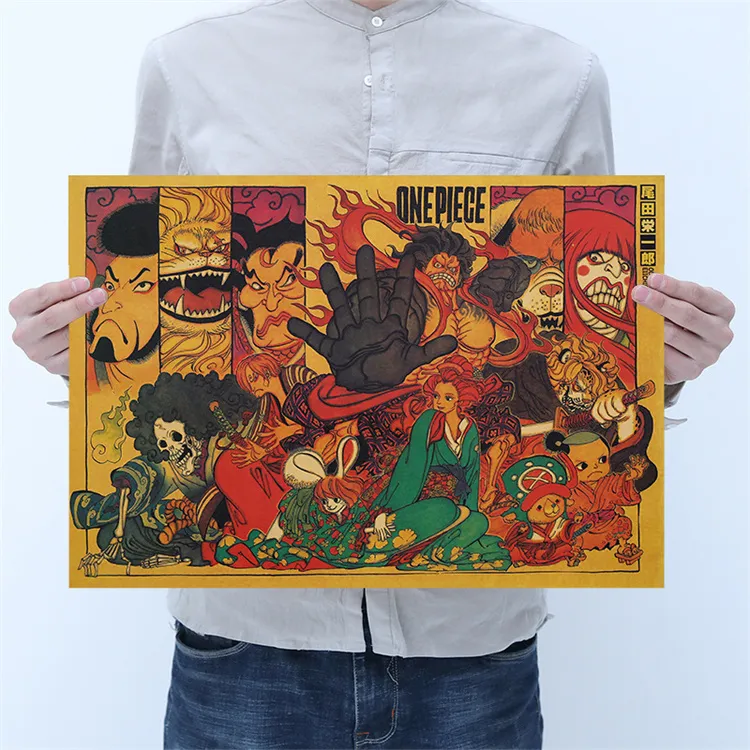 Poster anime One Piece Personaggio vintage serie di carta kraft bar cafe dipinti decorativi50,5 * 35 cm