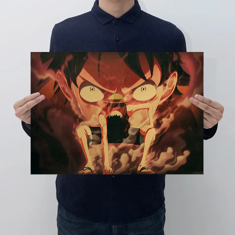 One Piece Rufy F Retro Kraft Paper Poster Periferiche di animazione