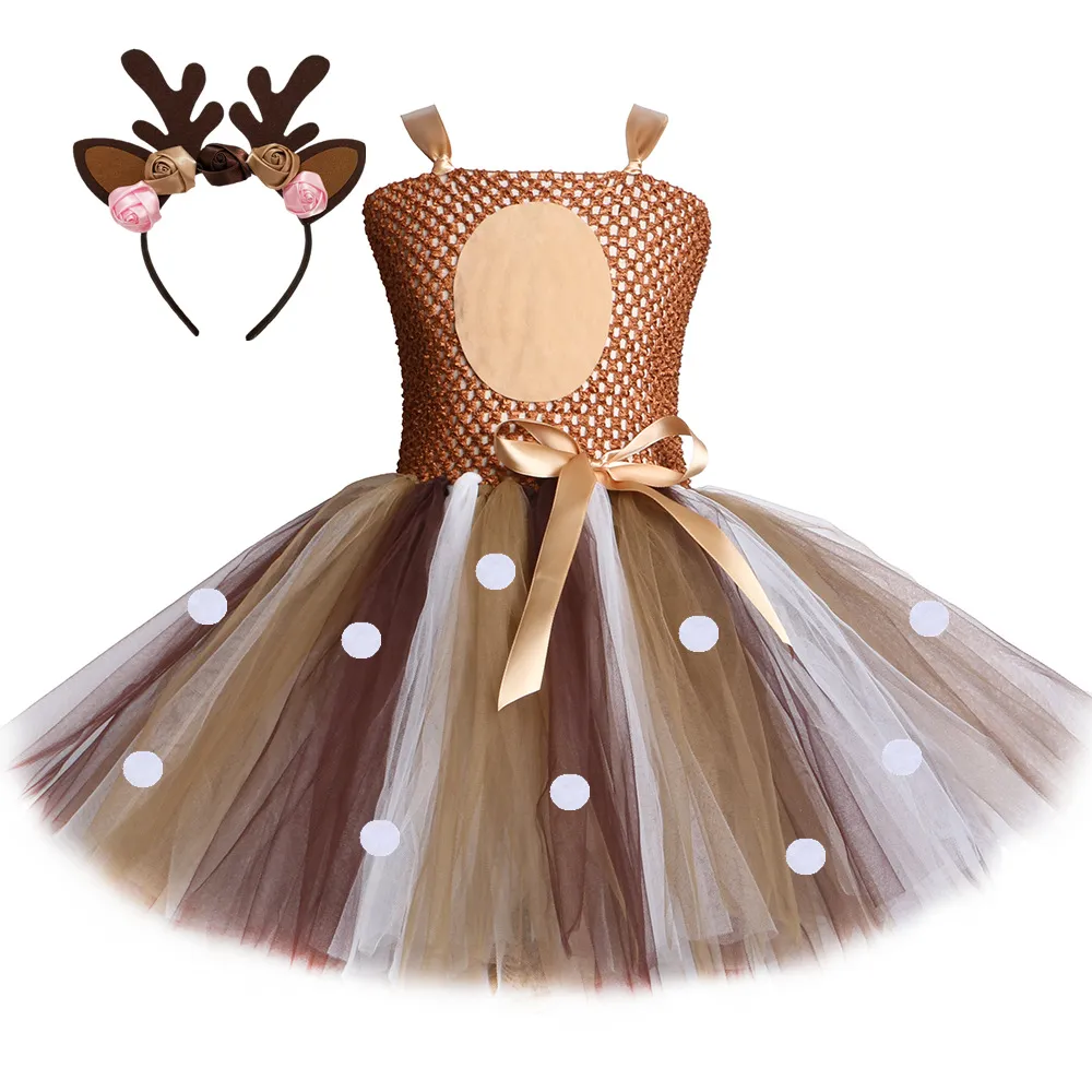 Vestito da alce di Natale per bambini Invia cerchio per capelli Gonne per ragazze Gonna tutu principessa in filato netto