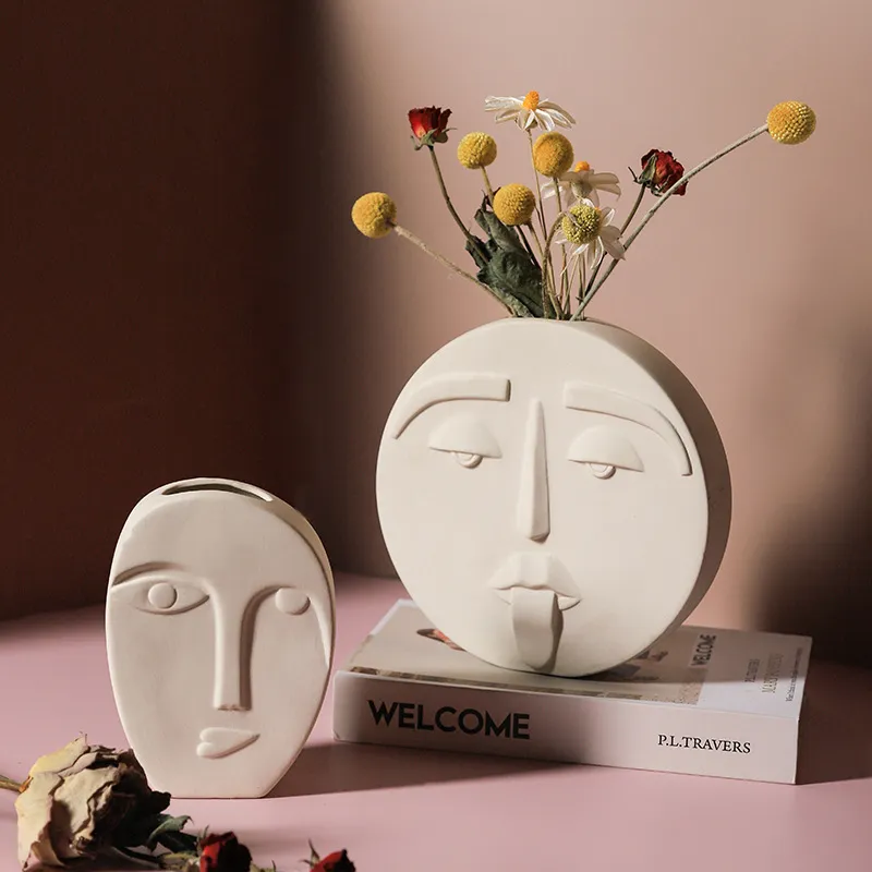 New Nordic minimalista decorazione artigianale soggiorno arte decorazione della casa all'ingrosso creativo vaso viso in ceramica