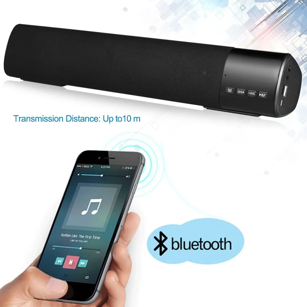Altoparlante Bluetooth senza fili Lettore musicale stereo portatile Soundbar BT Radio FM Slot per scheda TF Display a LED a mani libere Disco U AUX-I