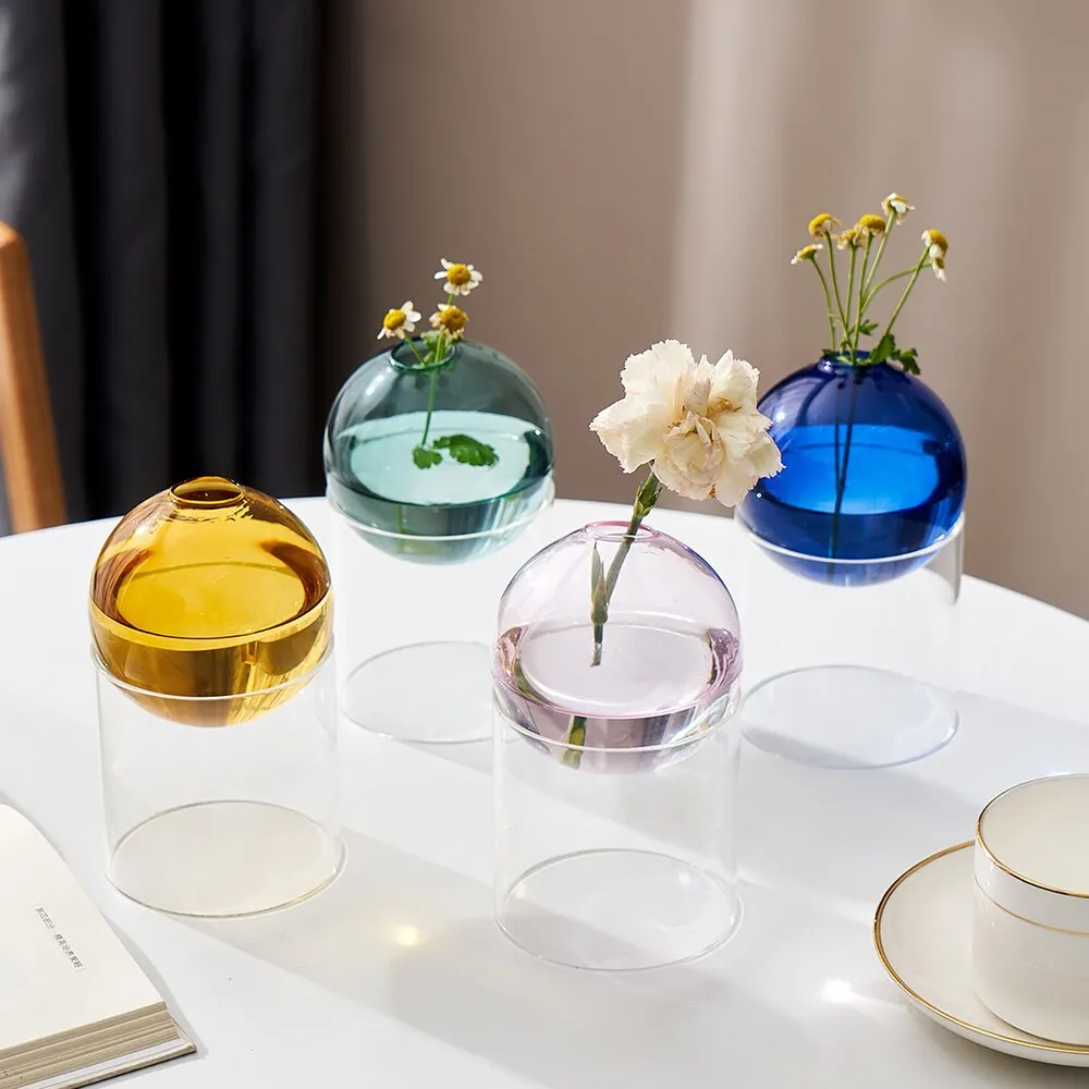 Decorazione della casa nordica Vaso di vetro creativo colorato Arredamento minimalista Vaso idroponico Arredamento moderno per la casa Vasi di fiori