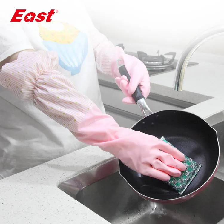 Guanti per la pulizia dell'inverno orientale Guanti per la pulizia dei piatti caldi con maniche Aiutante per la pulizia della casa